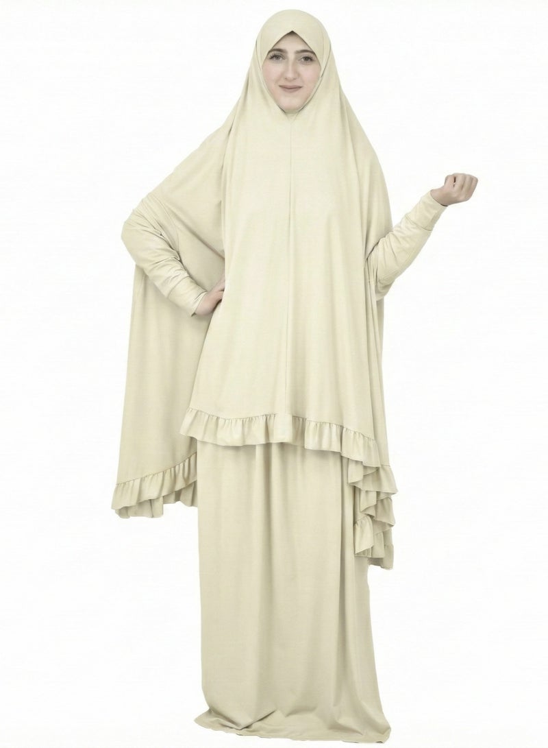 Two Piece Islamic prayer dress women with sleeve - Prayer Clothes for Women - Prayer Abaya For women - Jilbab 2 piece, Umrah essentials for women - Prayer set